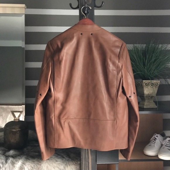 Coach Leather Racer Jacket In Saddle - Picture 3 of 8